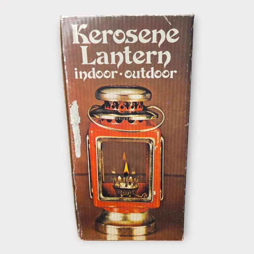 1979 Red & Brass Kerosene Lantern Indoor Outdoor NOS Holiday Christmas Décor